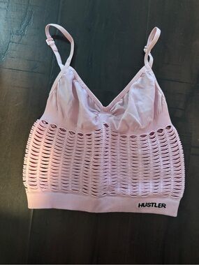 Vintage Y2K Hustler Hollywood Light Pink Crochet Bralette stretchy adjustable